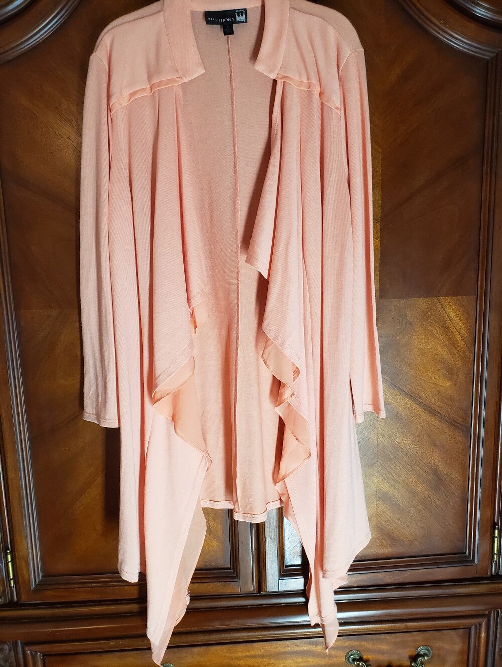 Antthony Peach Open-Front Drape Cardigan Sweater